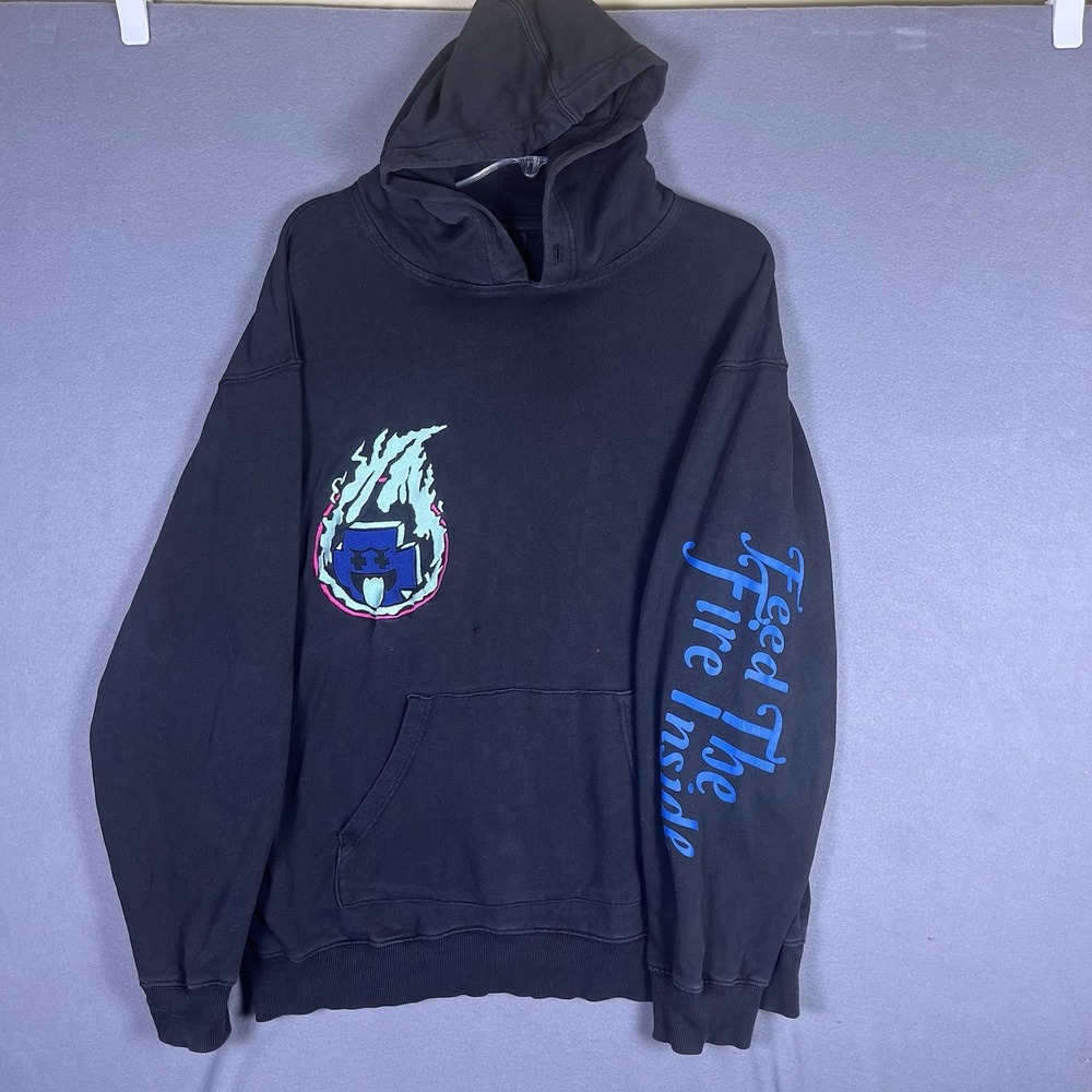 Pink Dolphin Men's Graphic Logo Black Pullover Embroidery Fire Hoodie Sz‎ XL